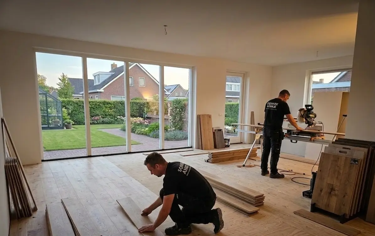 Craftsmen installing premium flooring